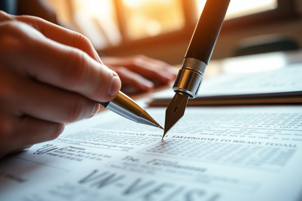 Estate document being signed